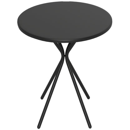 Patio Table Ø60 x 70 cm, Weatherproof Steel Balcony Table, Round Dining Table with Foot Pads Outdoor Camping Table Side Table, Patio Table for Garden Terrace Balcony Black