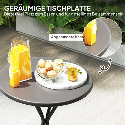 Patio Table Ø60 x 70 cm, Weatherproof Steel Balcony Table, Round Dining Table with Foot Pads Outdoor Camping Table Side Table, Patio Table for Garden Terrace Balcony Black