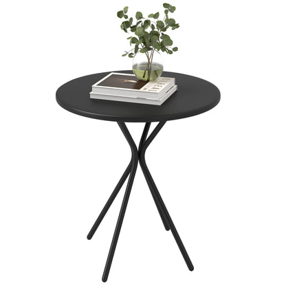 Patio Table Ø60 x 70 cm, Weatherproof Steel Balcony Table, Round Dining Table with Foot Pads Outdoor Camping Table Side Table, Patio Table for Garden Terrace Balcony Black