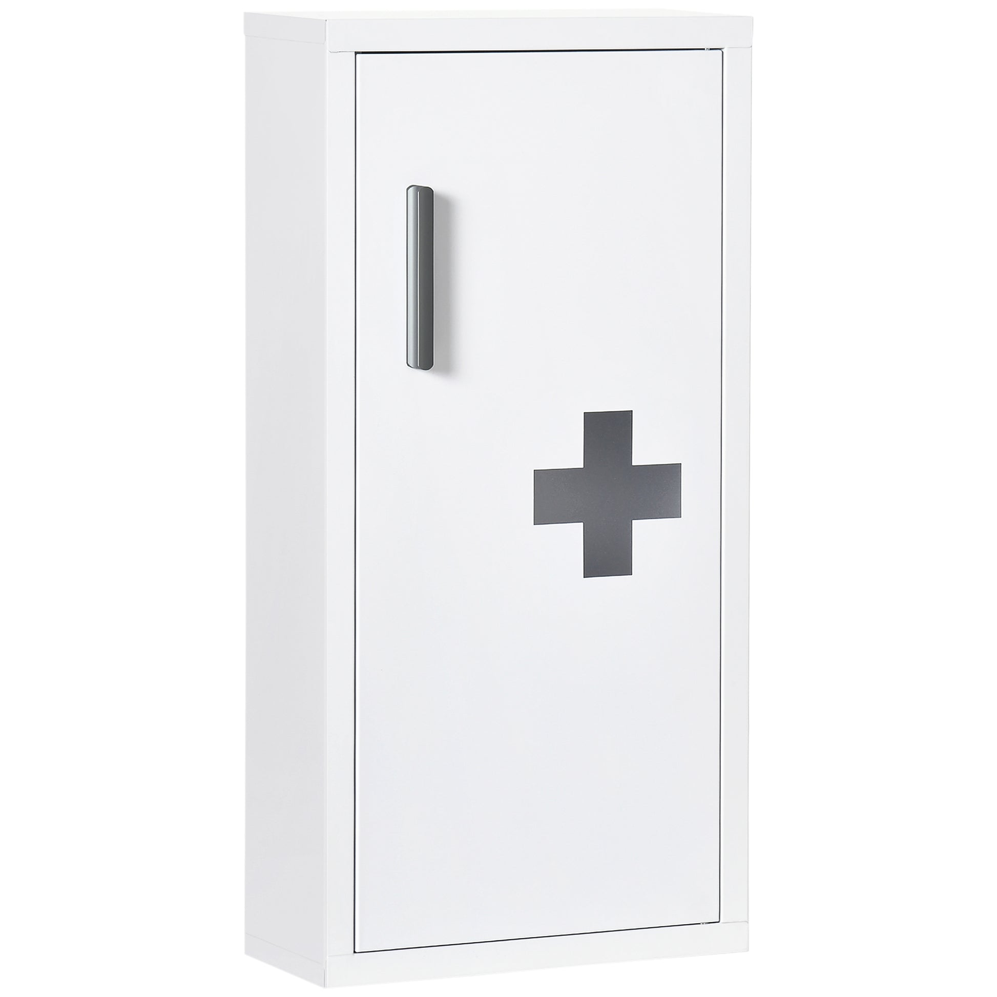 Medicine Cabinet, First Aid Cabinet, Pharmacy Cabinet with 3 Interior Compartments, Medicine Cabinet with Magnetic Closure, Medication Cabinet with Handle, Steel, White, 30 x 12 x 60 cm