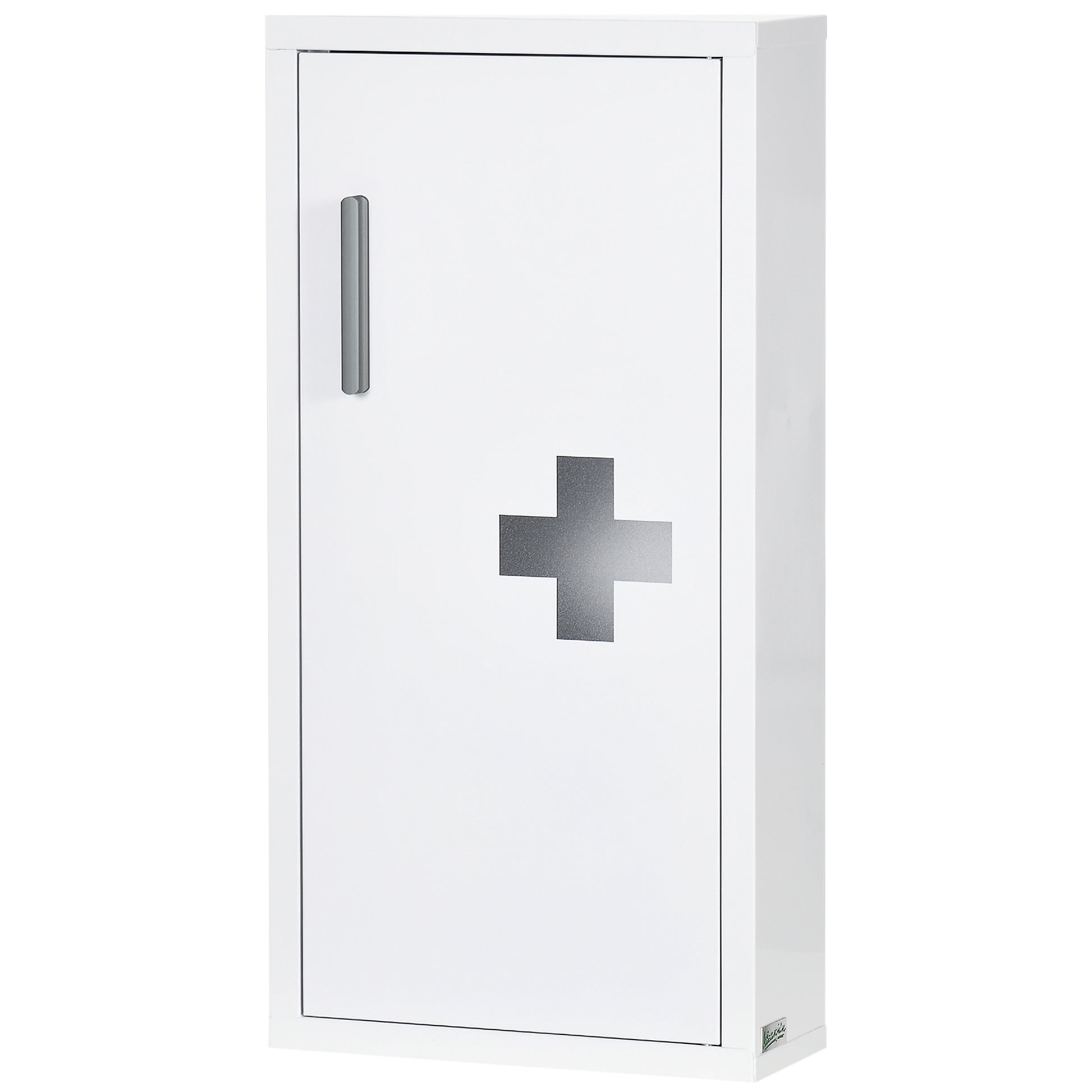 Medicine Cabinet, First Aid Cabinet, Pharmacy Cabinet with 3 Interior Compartments, Medicine Cabinet with Magnetic Closure, Medication Cabinet with Handle, Steel, White, 30 x 12 x 60 cm