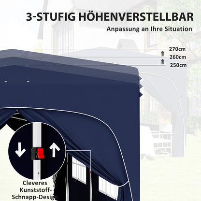 Pavilion approx. 3x6m, water-repellent Sturdy Winterproof Pop-up Folding Pavilion, UV Protection 50+, Foldable Party Tent Garden Tent with 6 Side Panels Bag Garden Pavilion for Camping Garden, Dark Blue