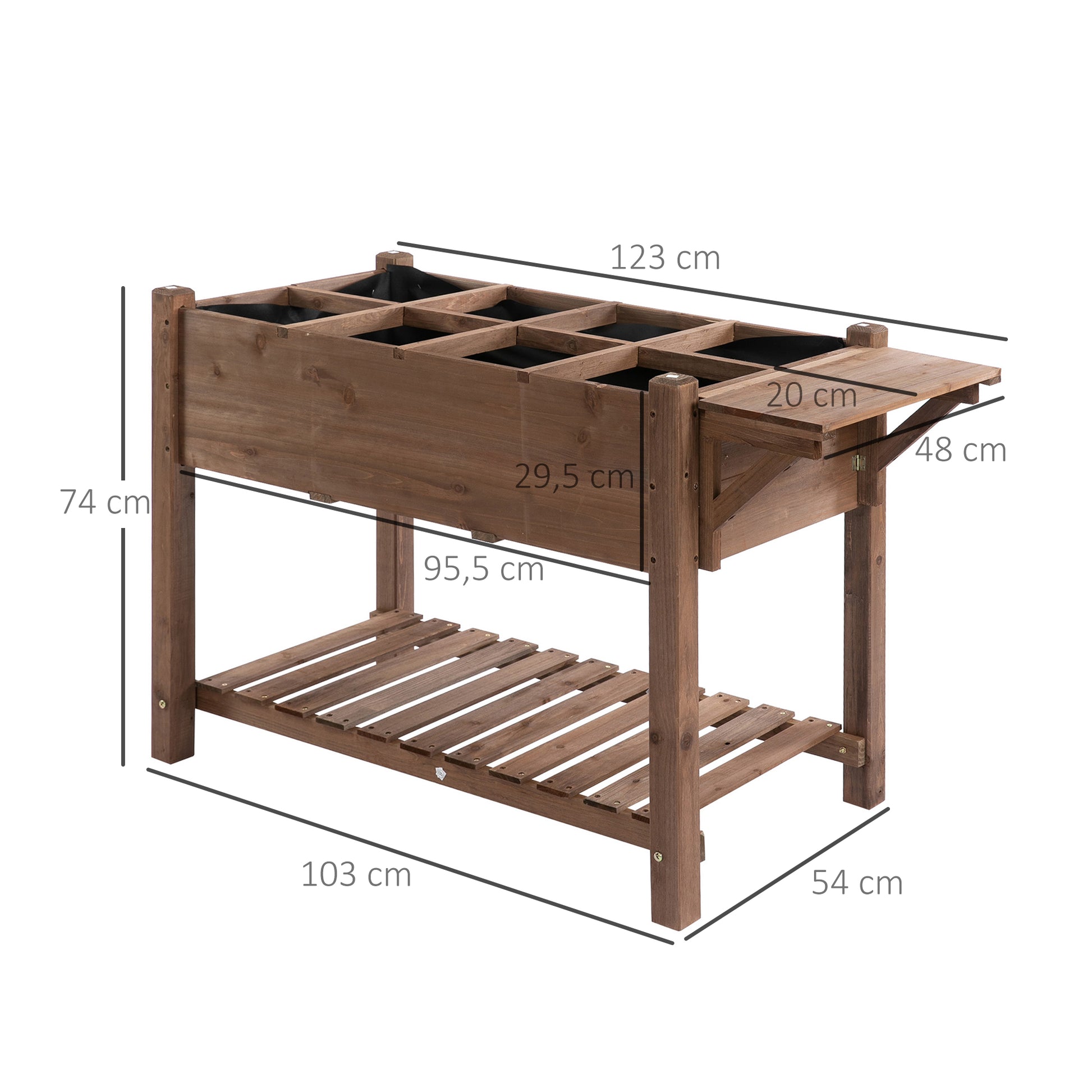 Raised Garden Bed Plant Box with 8 Divided Grids Folding Shelf Planter Flower Pot Herb Bed Solid Wood Brown 123 x 54 x 80 cm