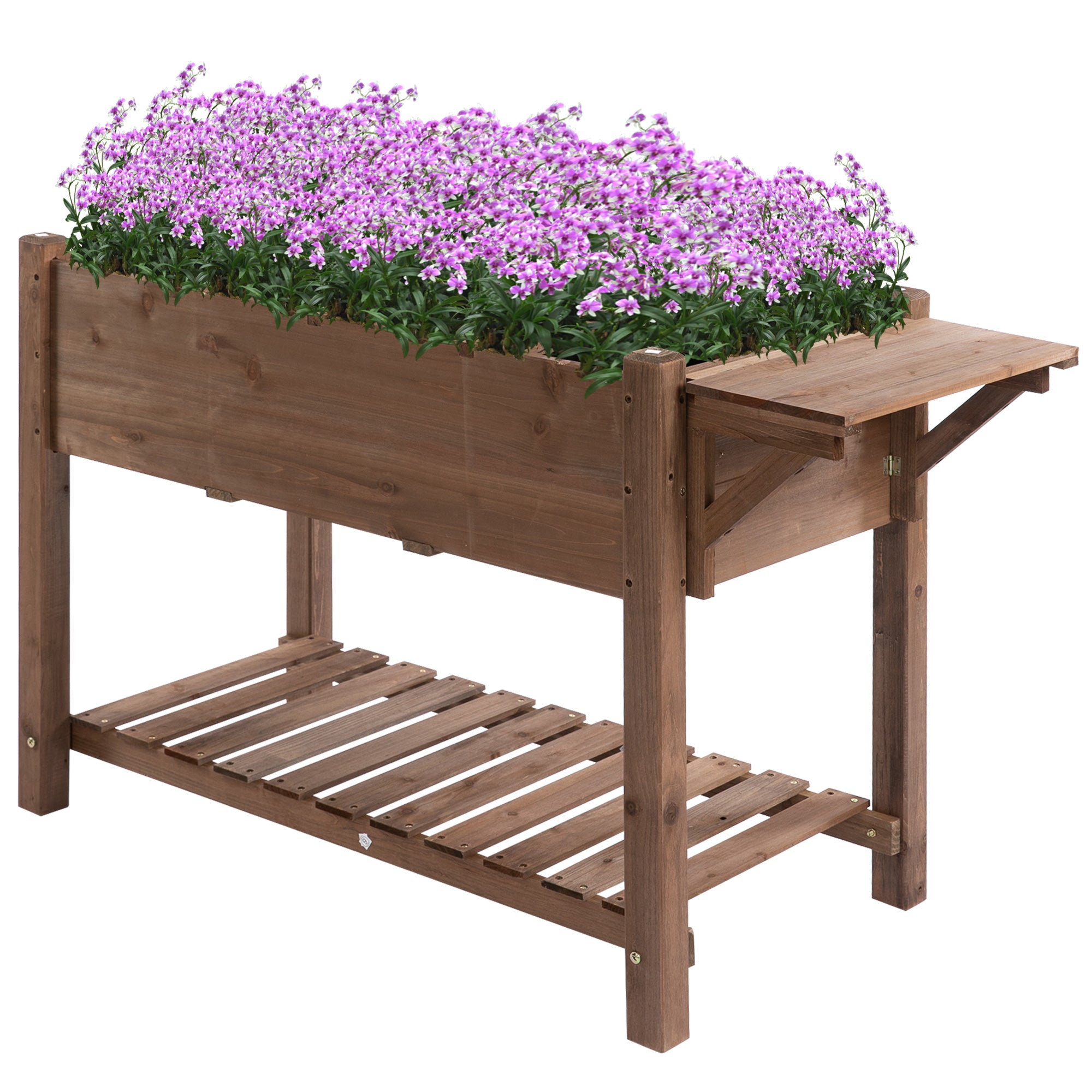 Raised Garden Bed Plant Box with 8 Divided Grids Folding Shelf Planter Flower Pot Herb Bed Solid Wood Brown 123 x 54 x 80 cm