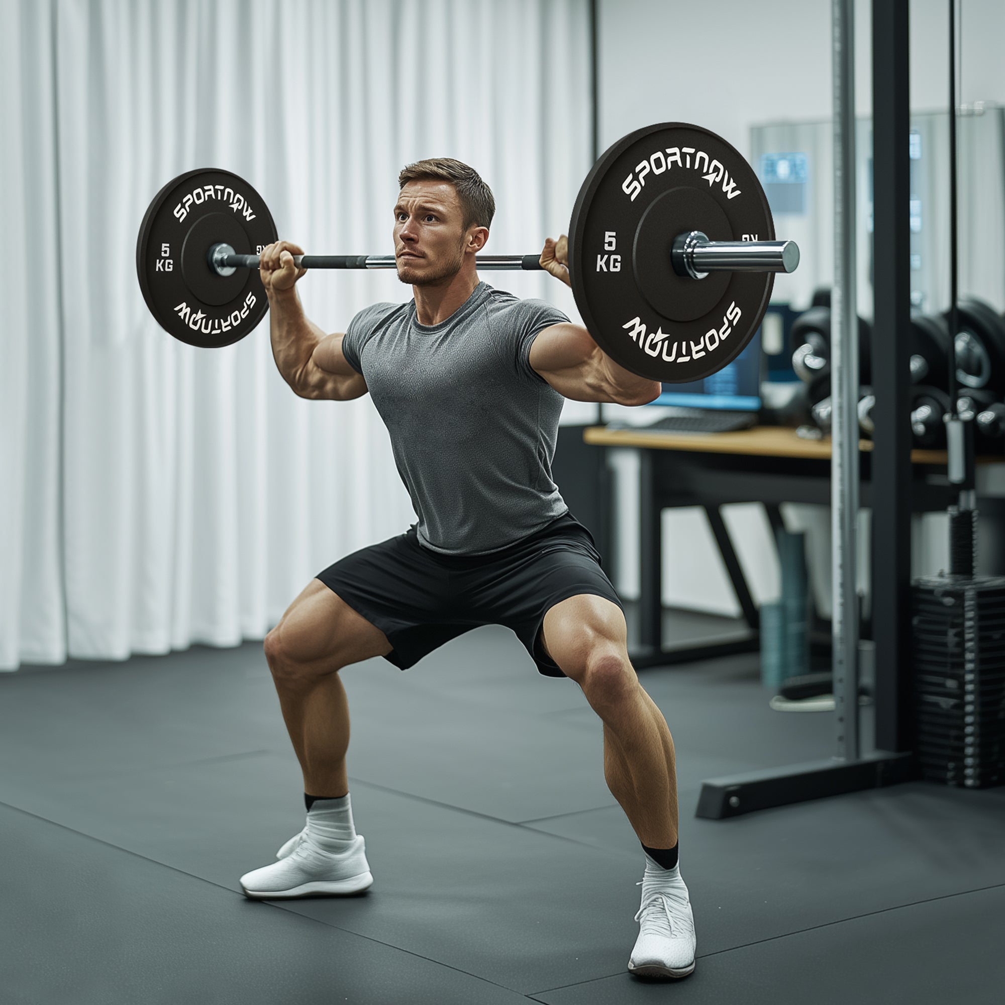 SPORTNOW Set of 2 5 kg Rubber Weight Plates for Gym and Home with 5 cm Hole for Dumbbells and Barbells, Black