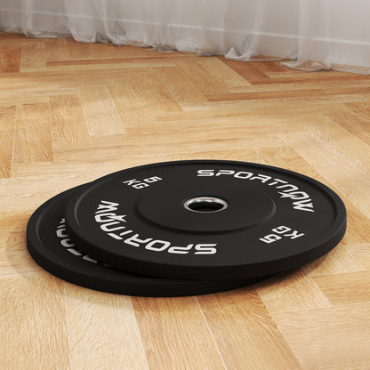 SPORTNOW Set of 2 5 kg Rubber Weight Plates for Gym and Home with 5 cm Hole for Dumbbells and Barbells, Black