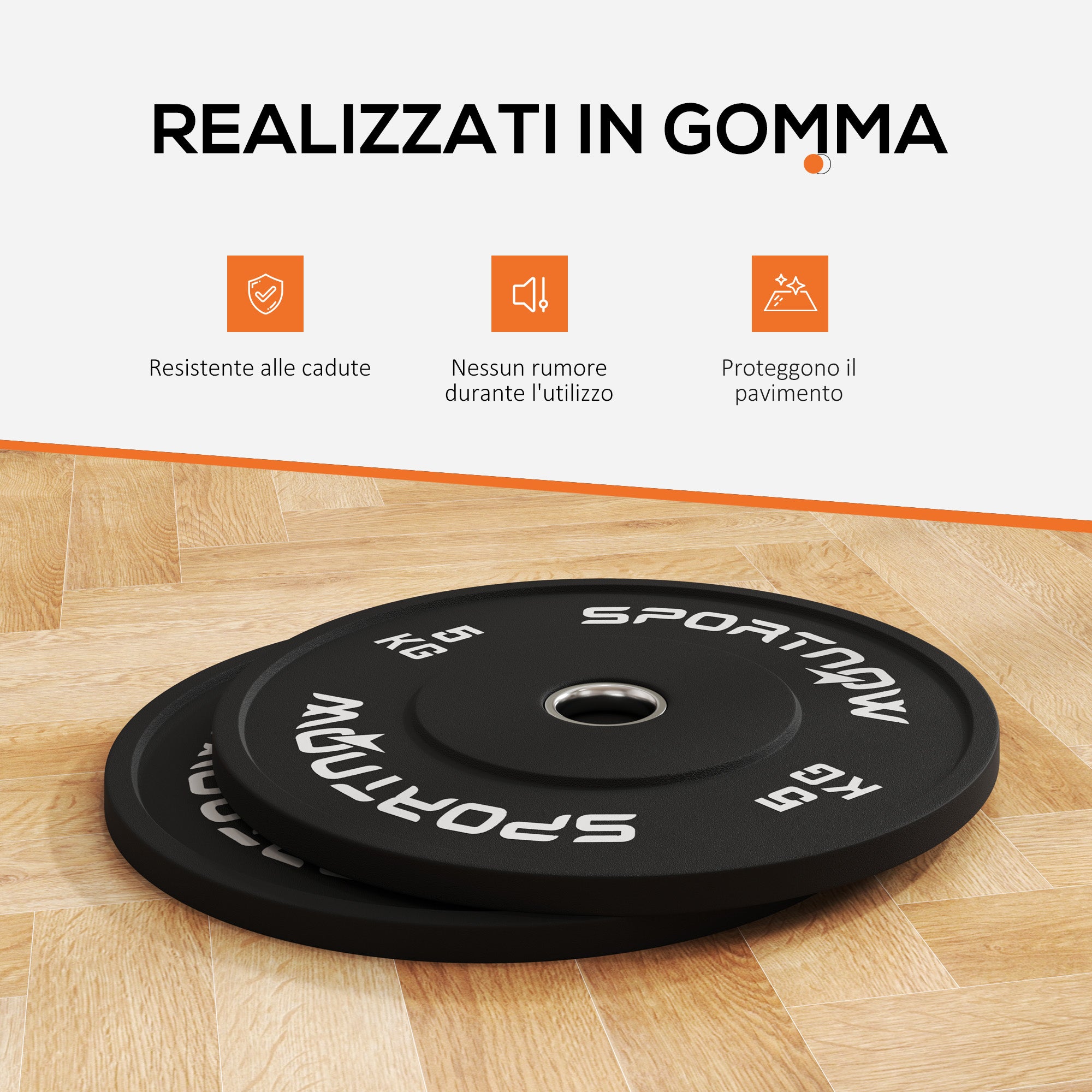 SPORTNOW Set of 2 5 kg Rubber Weight Plates for Gym and Home with 5 cm Hole for Dumbbells and Barbells, Black