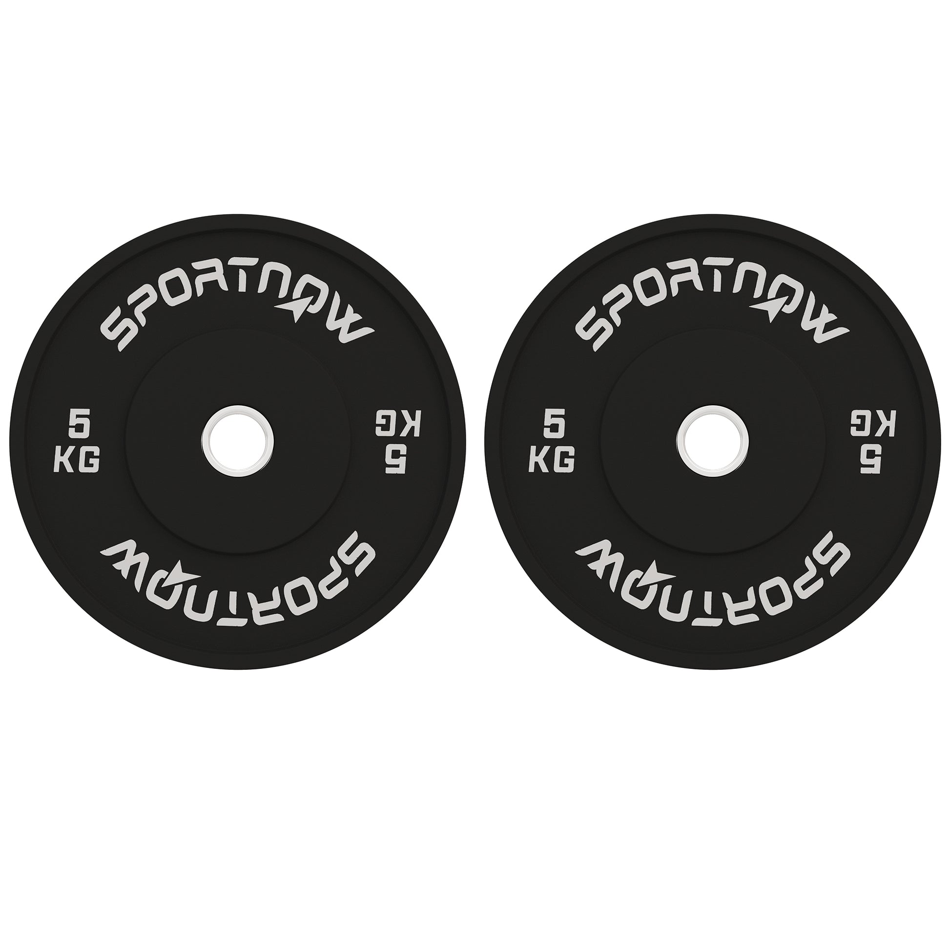 SPORTNOW Set of 2 5 kg Rubber Weight Plates for Gym and Home with 5 cm Hole for Dumbbells and Barbells, Black