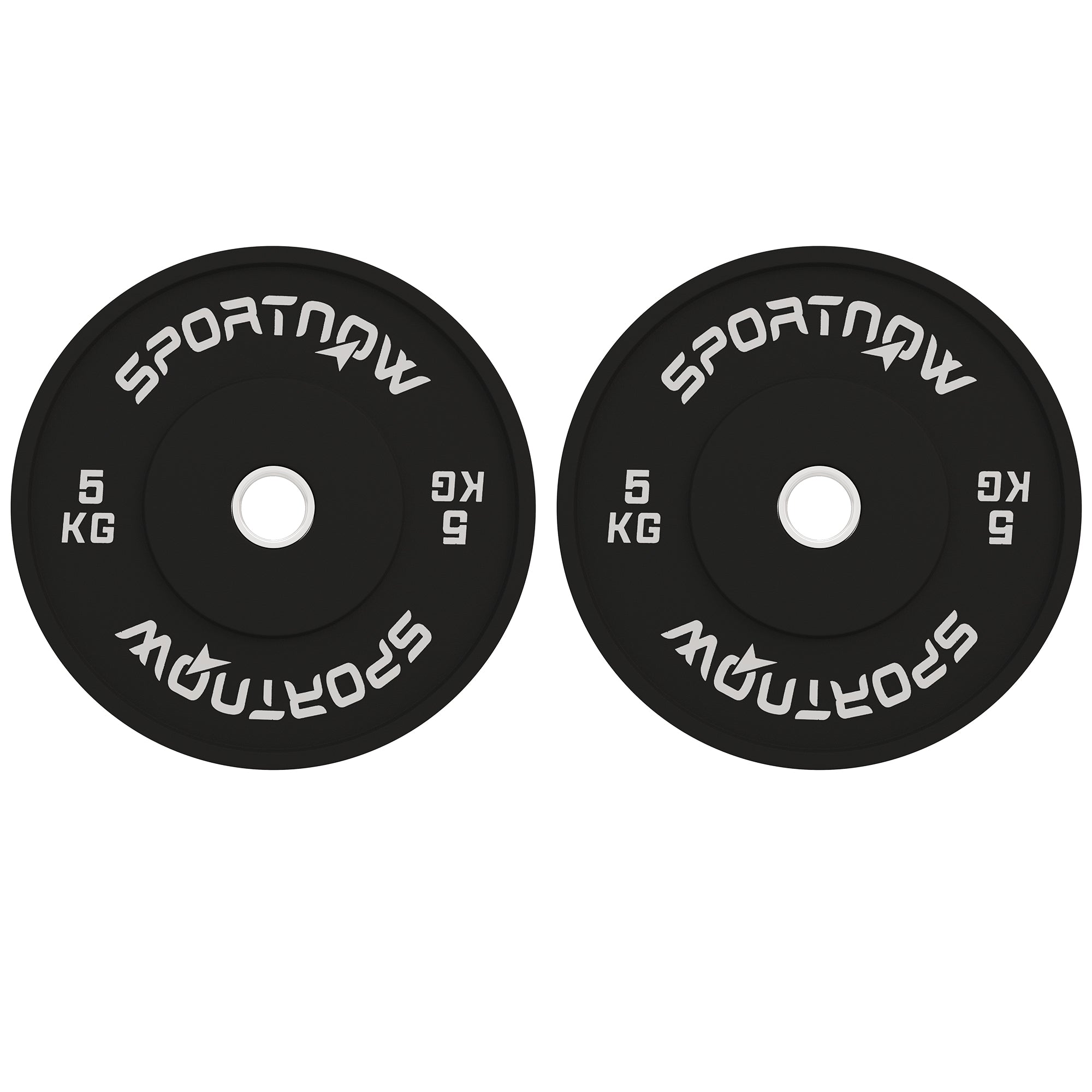 SPORTNOW Set of 2 5 kg Rubber Weight Plates for Gym and Home with 5 cm Hole for Dumbbells and Barbells, Black