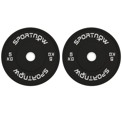 SPORTNOW Set of 2 5 kg Rubber Weight Plates for Gym and Home with 5 cm Hole for Dumbbells and Barbells, Black