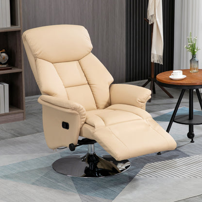 Relaxation Armchair, Reclining Salon Chair with Swivel, Adjustable Footrest, Armrests, TV Chair in Synthetic Leather, up to 150 kg, for living room, bedroom, home cinema, beige