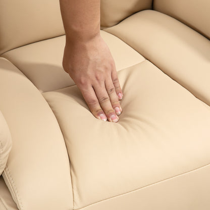 Relaxation Armchair, Reclining Salon Chair with Swivel, Adjustable Footrest, Armrests, TV Chair in Synthetic Leather, up to 150 kg, for living room, bedroom, home cinema, beige