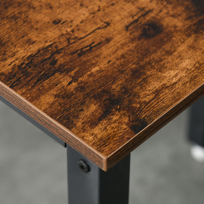 Extendable Folding Dining Table Rectangular Kitchen Table for 4-6 People with Casters, Dining Table made of Metal 118 x 70 x 76.5 cm Brown