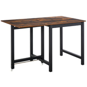 Extendable Folding Dining Table Rectangular Kitchen Table for 4-6 People with Casters, Dining Table made of Metal 118 x 70 x 76.5 cm Brown