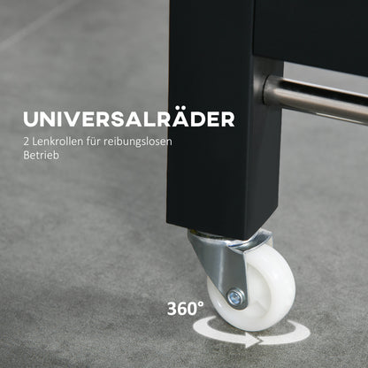 Extendable Folding Dining Table Rectangular Kitchen Table for 4-6 People with Casters, Dining Table made of Metal 118 x 70 x 76.5 cm Brown