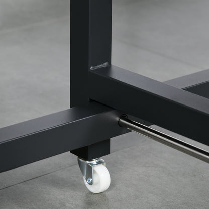 Extendable Folding Dining Table Rectangular Kitchen Table for 4-6 People with Casters, Dining Table made of Metal 118 x 70 x 76.5 cm Brown