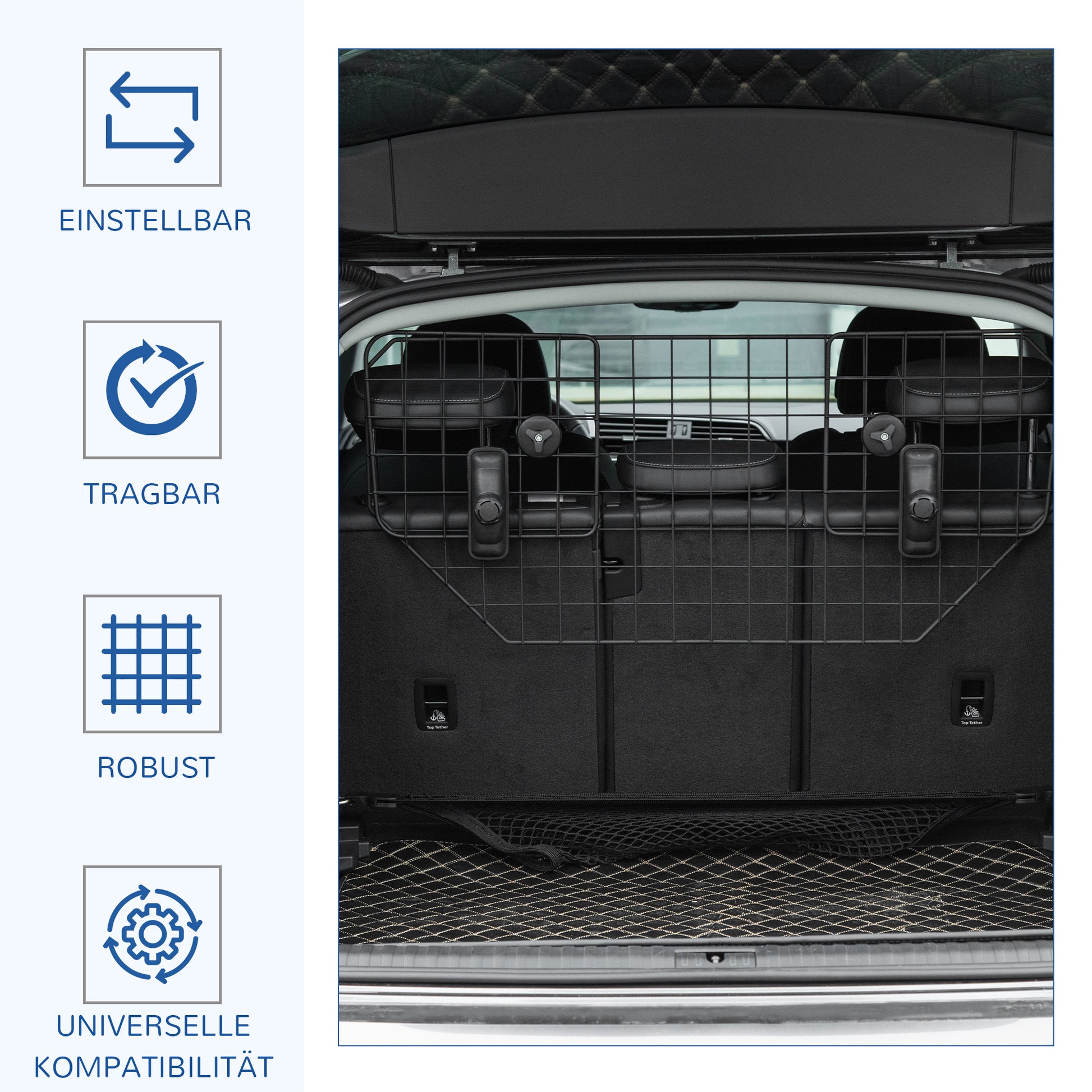 Dog Guard for Car Universal Car Guard for Dogs with Continuously Adjustable Width, Partition Grid for Trunk Dogs Car Grid Dog Safety Grid 90-120 x 40.5 cm