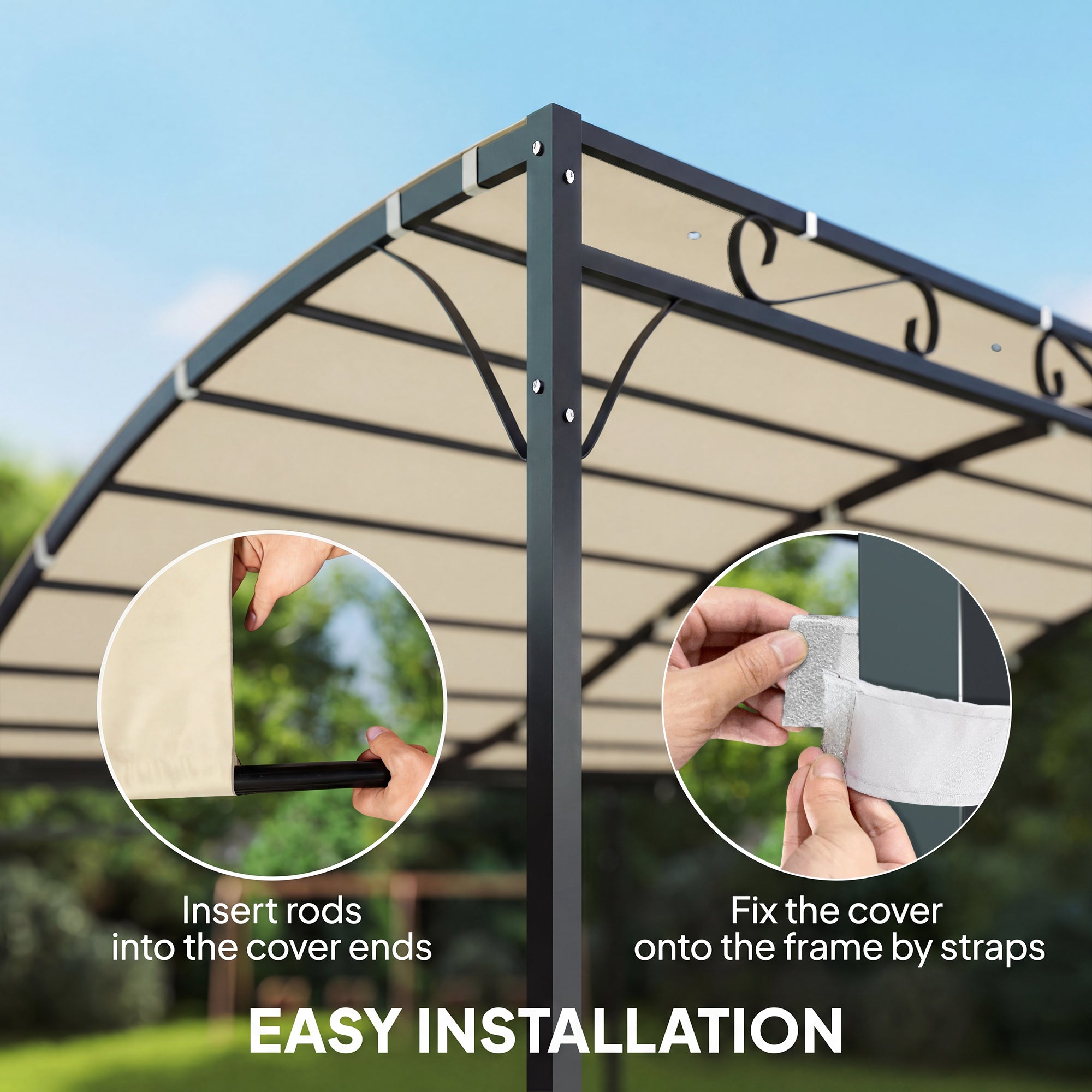 Replacement Pergola Canopy, 298 x 293 cm – Sunshade for 3 x 3 m Gazebo, Cream White