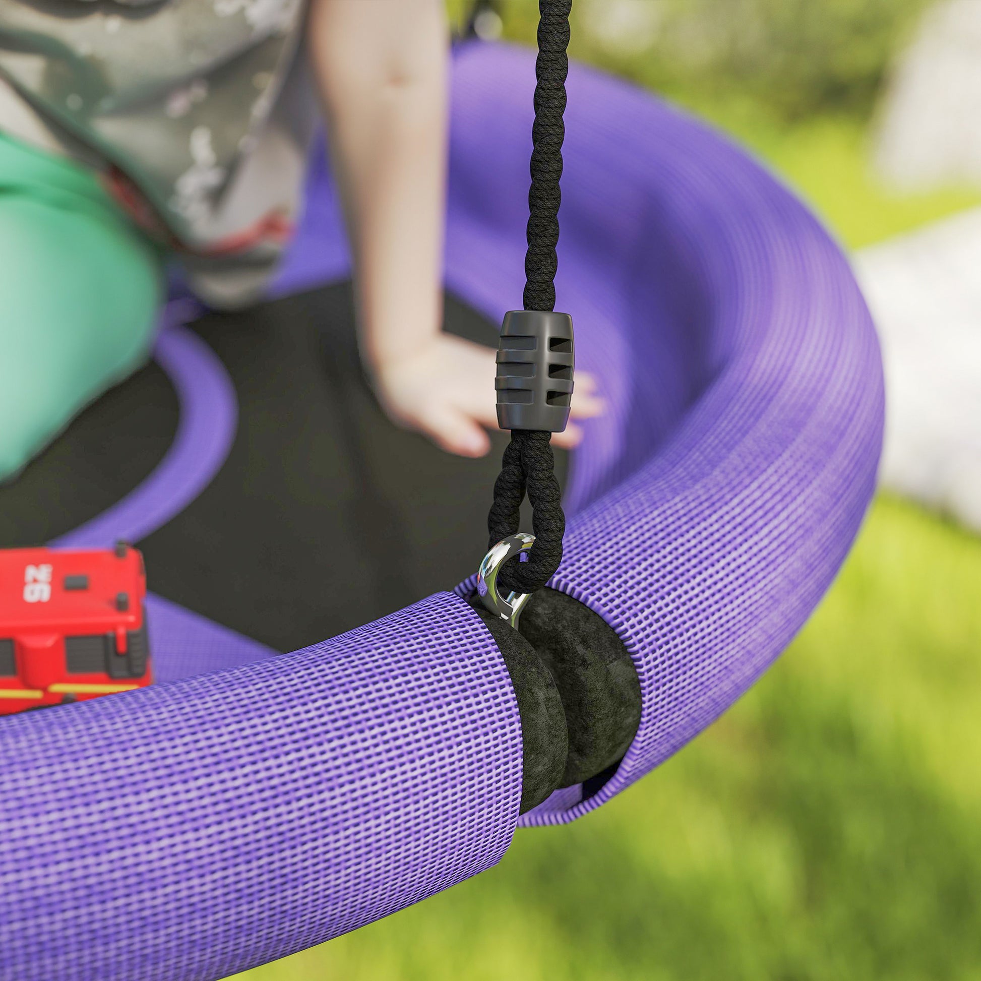 Nest Swing Ø98 cm Plate Swing Height-Adjustable Garden Swing up to 150 kg Load-Bearing Durable & Weatherproof Hanging Swing Children's Swing Outdoor Indoor for Kids and Adults