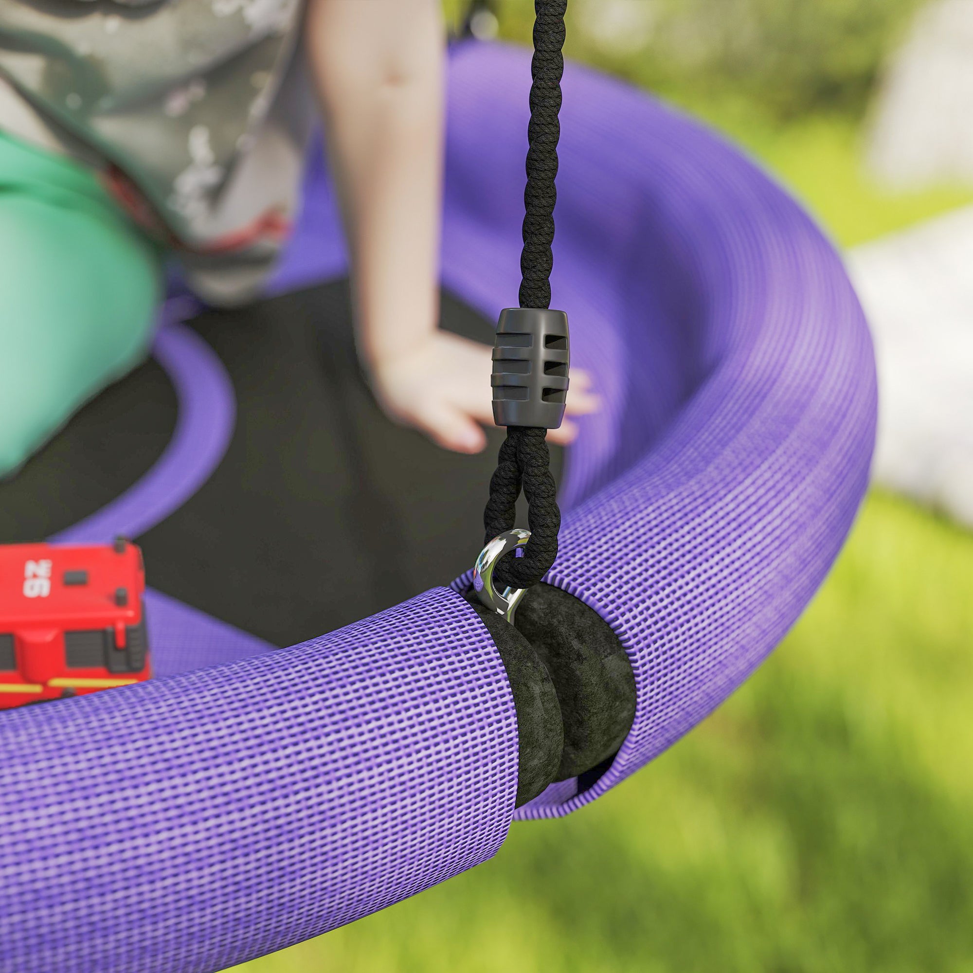 Nest Swing Ø98 cm Plate Swing Height-Adjustable Garden Swing up to 150 kg Load-Bearing Durable & Weatherproof Hanging Swing Children's Swing Outdoor Indoor for Kids and Adults