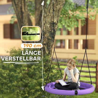 Nest Swing Ø98 cm Plate Swing Height-Adjustable Garden Swing up to 150 kg Load-Bearing Durable & Weatherproof Hanging Swing Children's Swing Outdoor Indoor for Kids and Adults