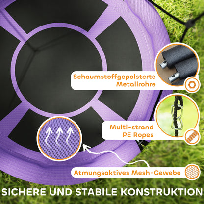 Nest Swing Ø98 cm Plate Swing Height-Adjustable Garden Swing up to 150 kg Load-Bearing Durable & Weatherproof Hanging Swing Children's Swing Outdoor Indoor for Kids and Adults