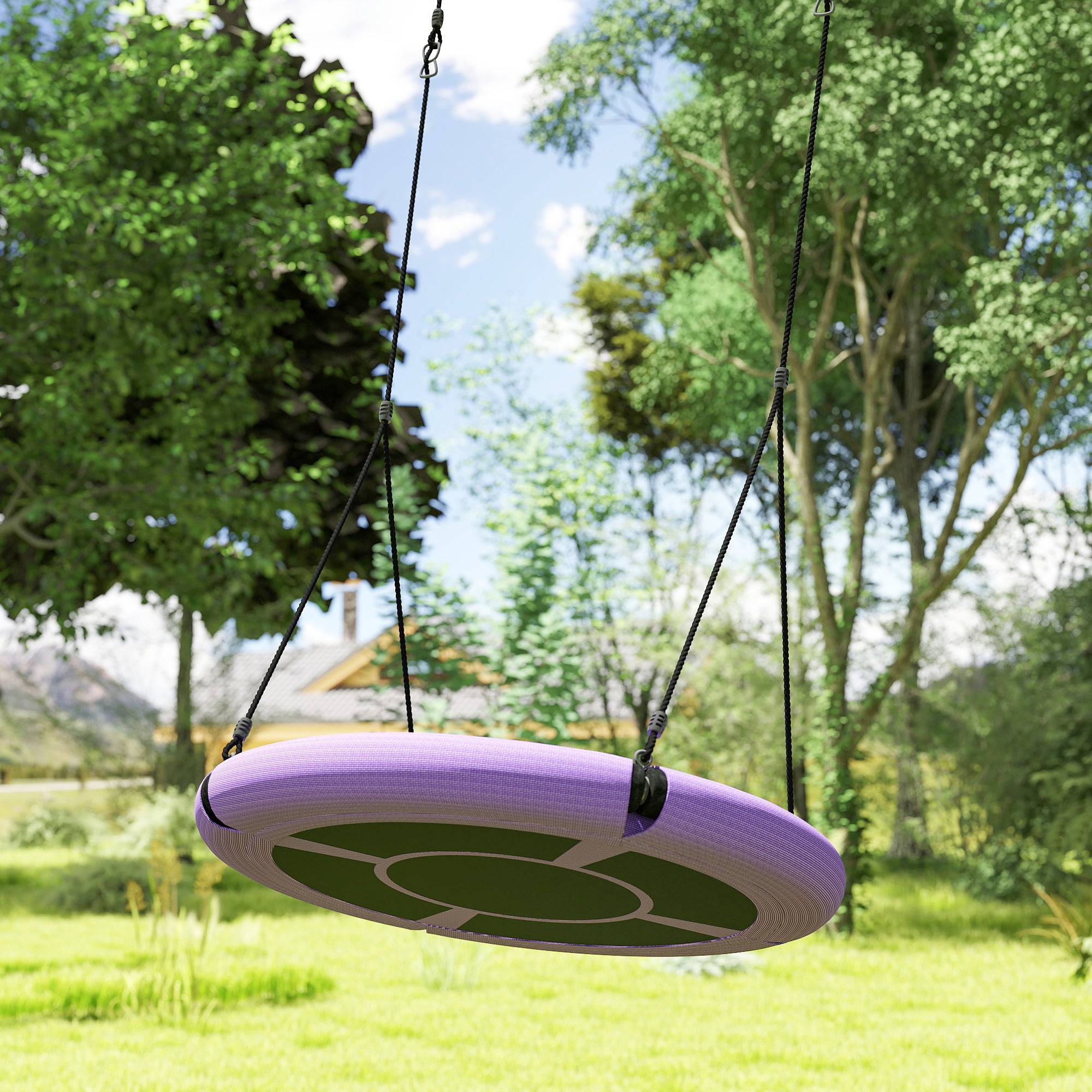 Nest Swing Ø98 cm Plate Swing Height-Adjustable Garden Swing up to 150 kg Load-Bearing Durable & Weatherproof Hanging Swing Children's Swing Outdoor Indoor for Kids and Adults