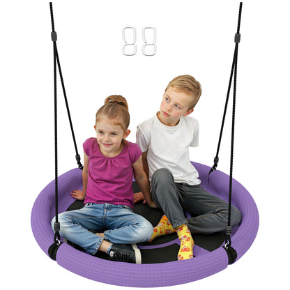 Nest Swing Ø98 cm Plate Swing Height-Adjustable Garden Swing up to 150 kg Load-Bearing Durable & Weatherproof Hanging Swing Children's Swing Outdoor Indoor for Kids and Adults