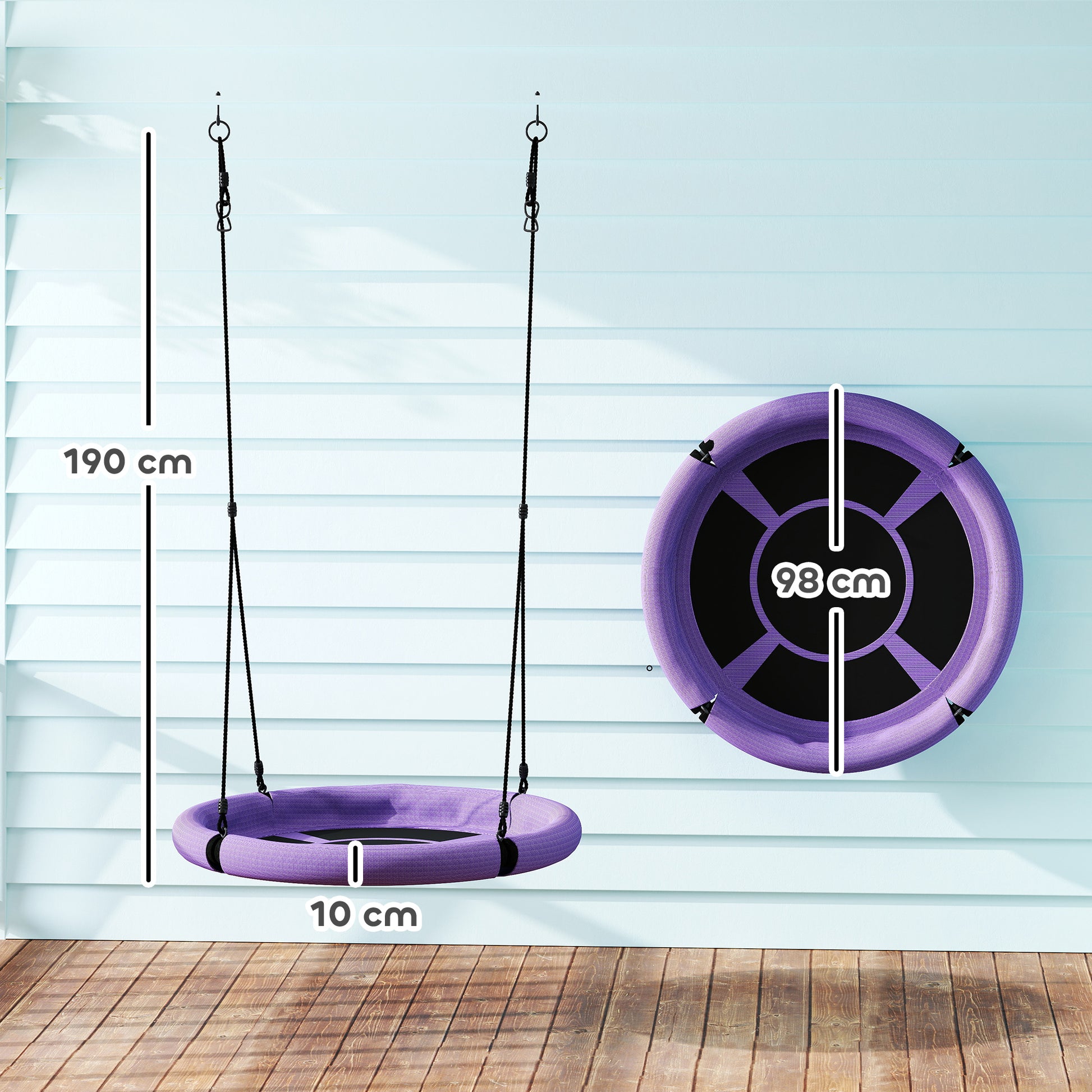 Nest Swing Ø98 cm Plate Swing Height-Adjustable Garden Swing up to 150 kg Load-Bearing Durable & Weatherproof Hanging Swing Children's Swing Outdoor Indoor for Kids and Adults
