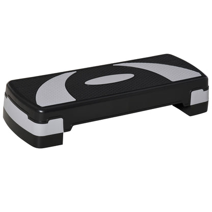 Adjustable Height Fitness Stepper with 3 Levels (10/15/20 cm) Non-Slip Step Bench Capacity up to 150 kg for Home Gym Black