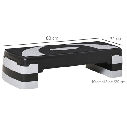 Adjustable Height Fitness Stepper with 3 Levels (10/15/20 cm) Non-Slip Step Bench Capacity up to 150 kg for Home Gym Black
