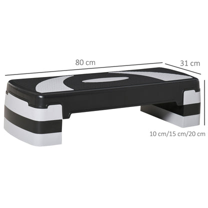 Adjustable Height Fitness Stepper with 3 Levels (10/15/20 cm) Non-Slip Step Bench Capacity up to 150 kg for Home Gym Black