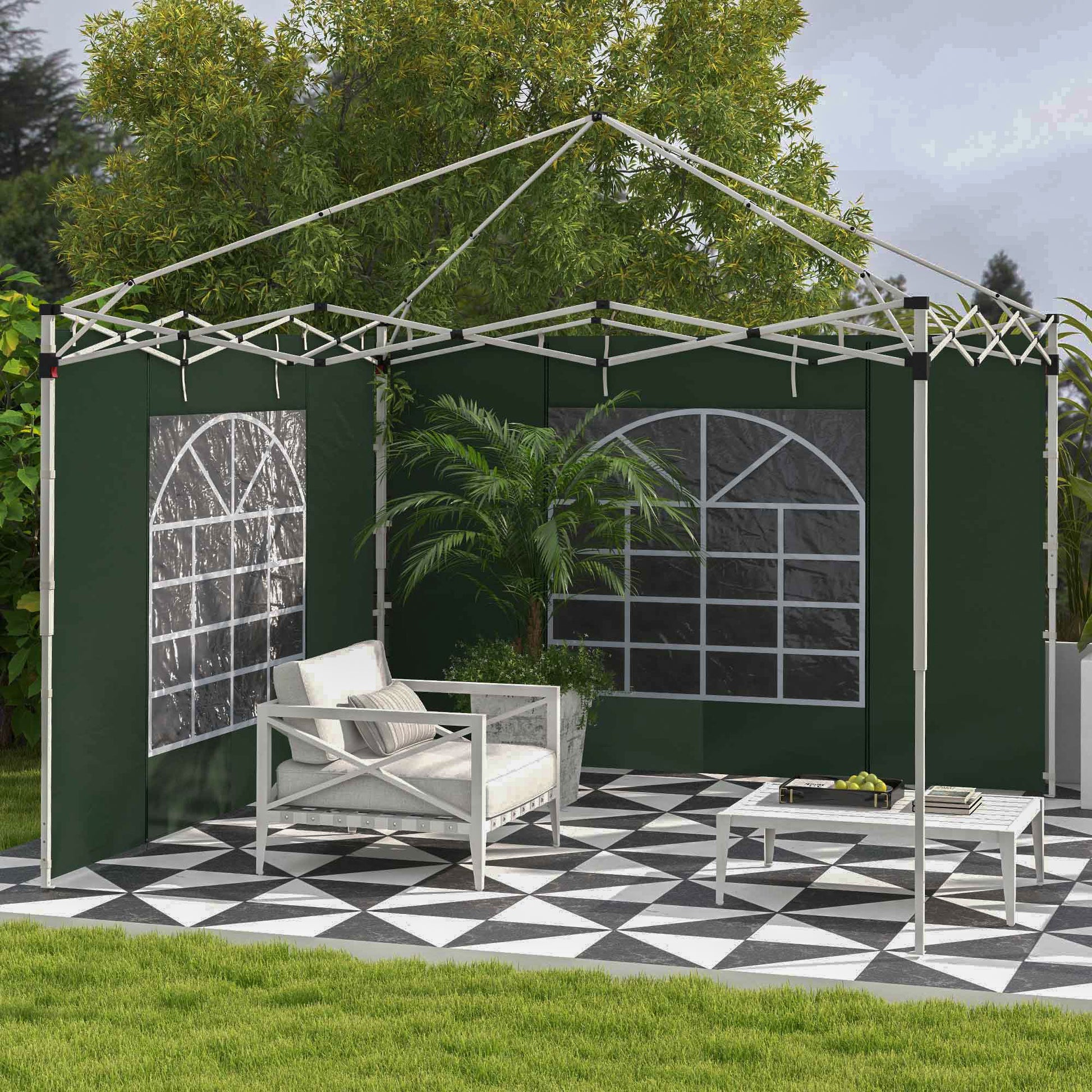 2-Pack Side Panels for Pavilion 3x3/3x6m, Side Wall with Window and Velcro, Waterproof Oxford Fabric Side Walls, Wind and Privacy Protection for Party Tent, Green