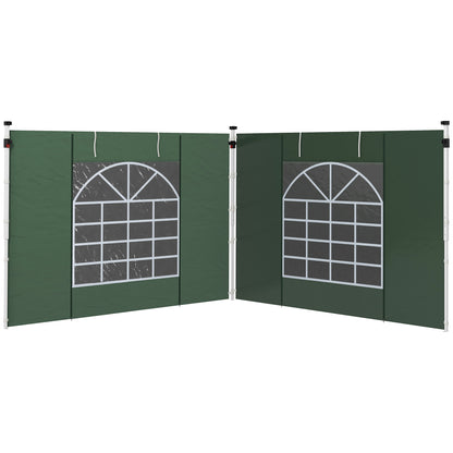 2-Pack Side Panels for Pavilion 3x3/3x6m, Side Wall with Window and Velcro, Waterproof Oxford Fabric Side Walls, Wind and Privacy Protection for Party Tent, Green