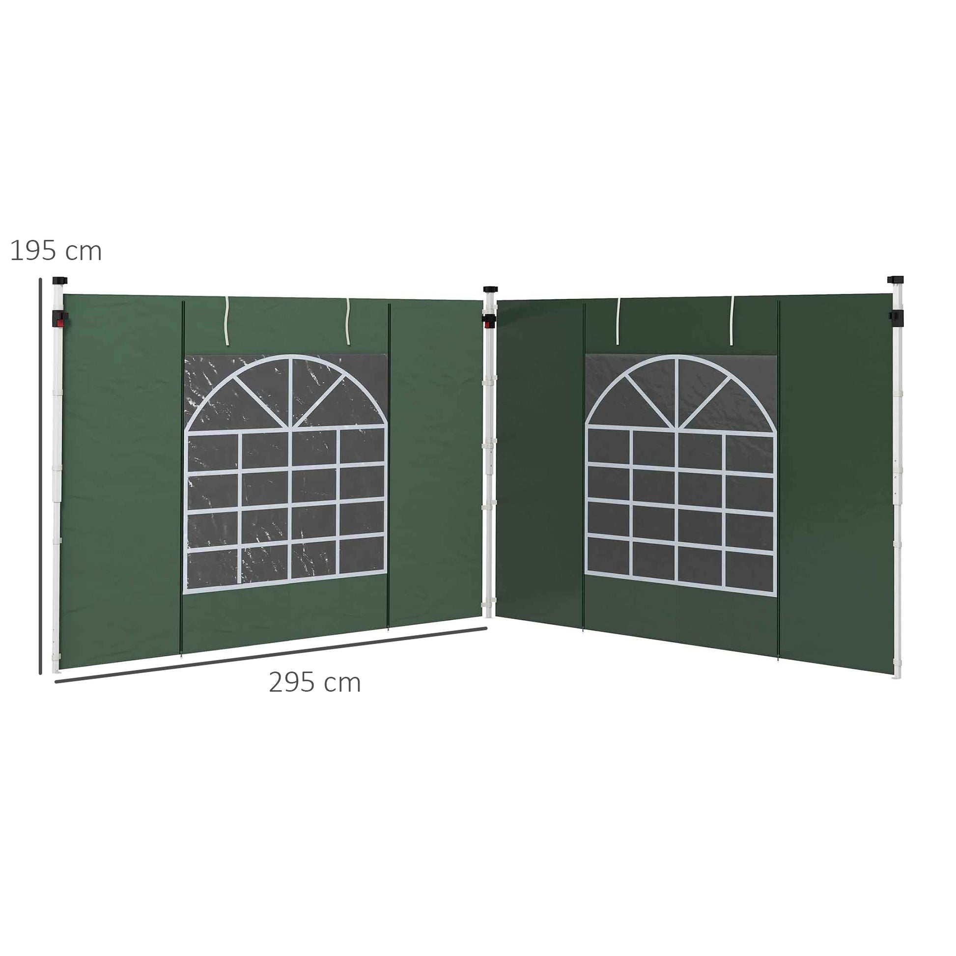 2-Pack Side Panels for Pavilion 3x3/3x6m, Side Wall with Window and Velcro, Waterproof Oxford Fabric Side Walls, Wind and Privacy Protection for Party Tent, Green