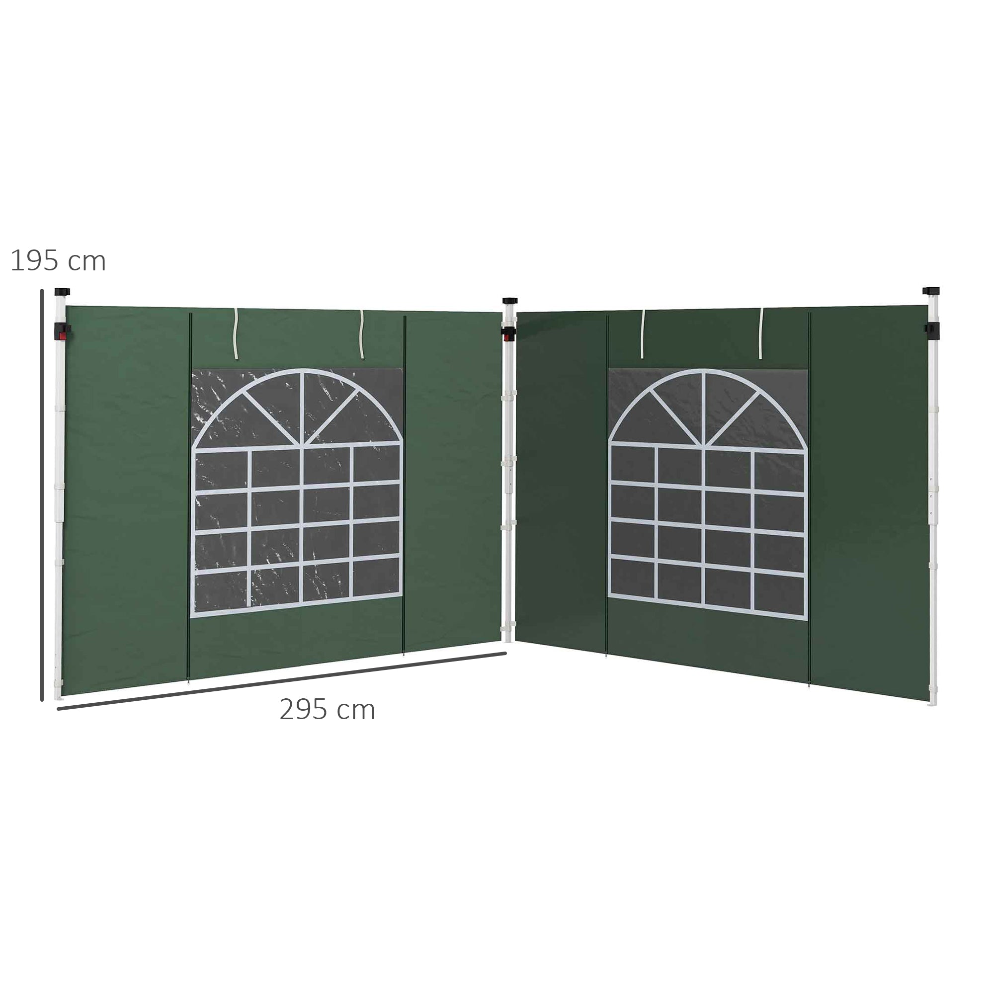 2-Pack Side Panels for Pavilion 3x3/3x6m, Side Wall with Window and Velcro, Waterproof Oxford Fabric Side Walls, Wind and Privacy Protection for Party Tent, Green