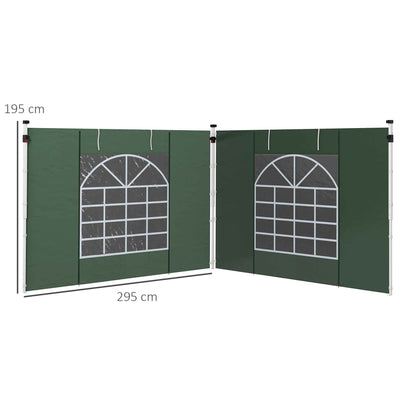 2-Pack Side Panels for Pavilion 3x3/3x6m, Side Wall with Window and Velcro, Waterproof Oxford Fabric Side Walls, Wind and Privacy Protection for Party Tent, Green
