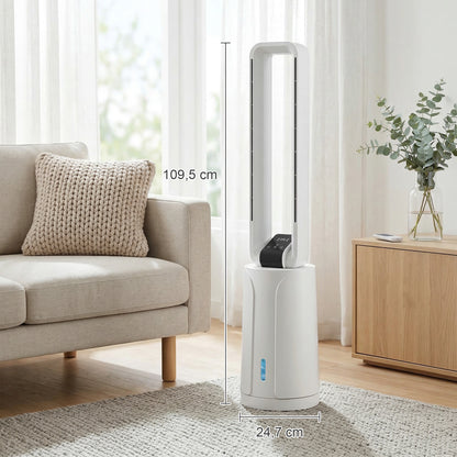 3-in-1 Portable Evaporative Air Cooler — Humidifier & Fan, 2 Ice Packs, 1.7 L Tank, 15-Hour Timer, 70° Oscillation, Remote, White