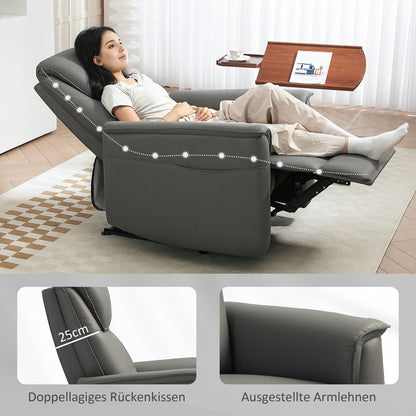 Recliner Armchair, TV Armchair with Reclining Function, Pocket Spring Core, Padded TV Armchair with Footrest, Side Pocket, Microfiber for Living Room, Bedroom, Light Grey