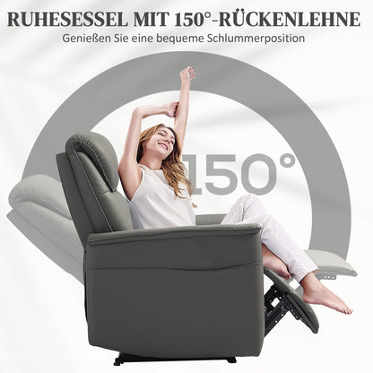 Recliner Armchair, TV Armchair with Reclining Function, Pocket Spring Core, Padded TV Armchair with Footrest, Side Pocket, Microfiber for Living Room, Bedroom, Light Grey