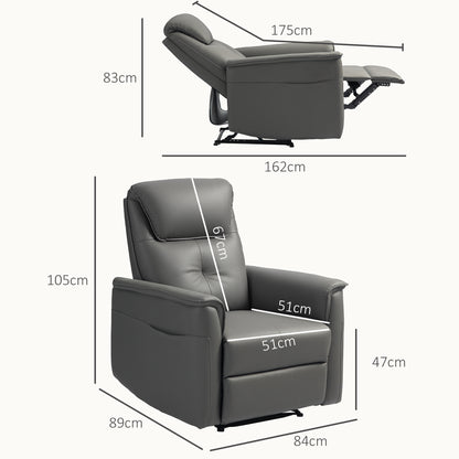 Recliner Armchair, TV Armchair with Reclining Function, Pocket Spring Core, Padded TV Armchair with Footrest, Side Pocket, Microfiber for Living Room, Bedroom, Light Grey