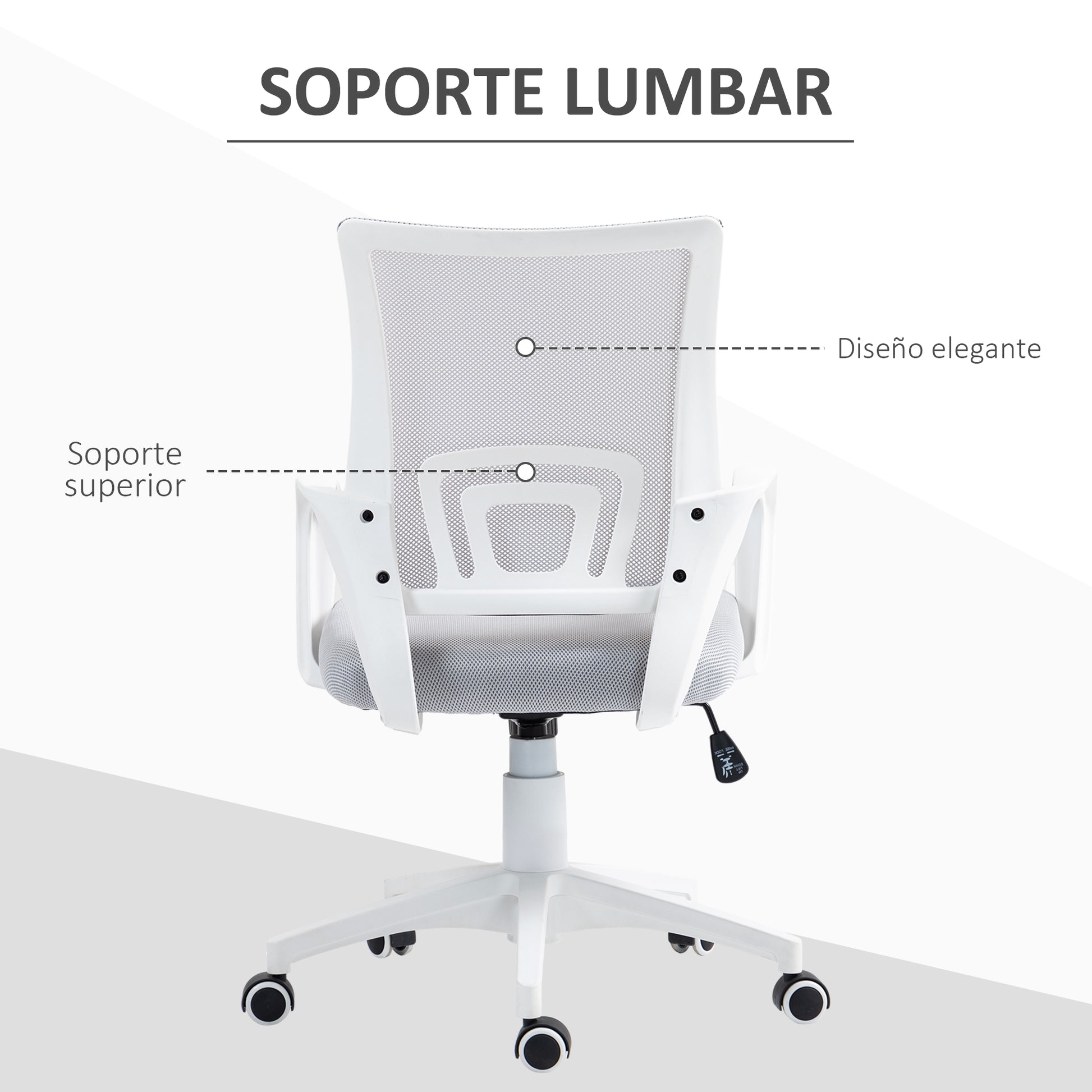Mesh Office Chair Swivel Desk Chair with Adjustable Height Rocking Function Lumbar Support and Armrests Study Chair Load 120 kg Gray