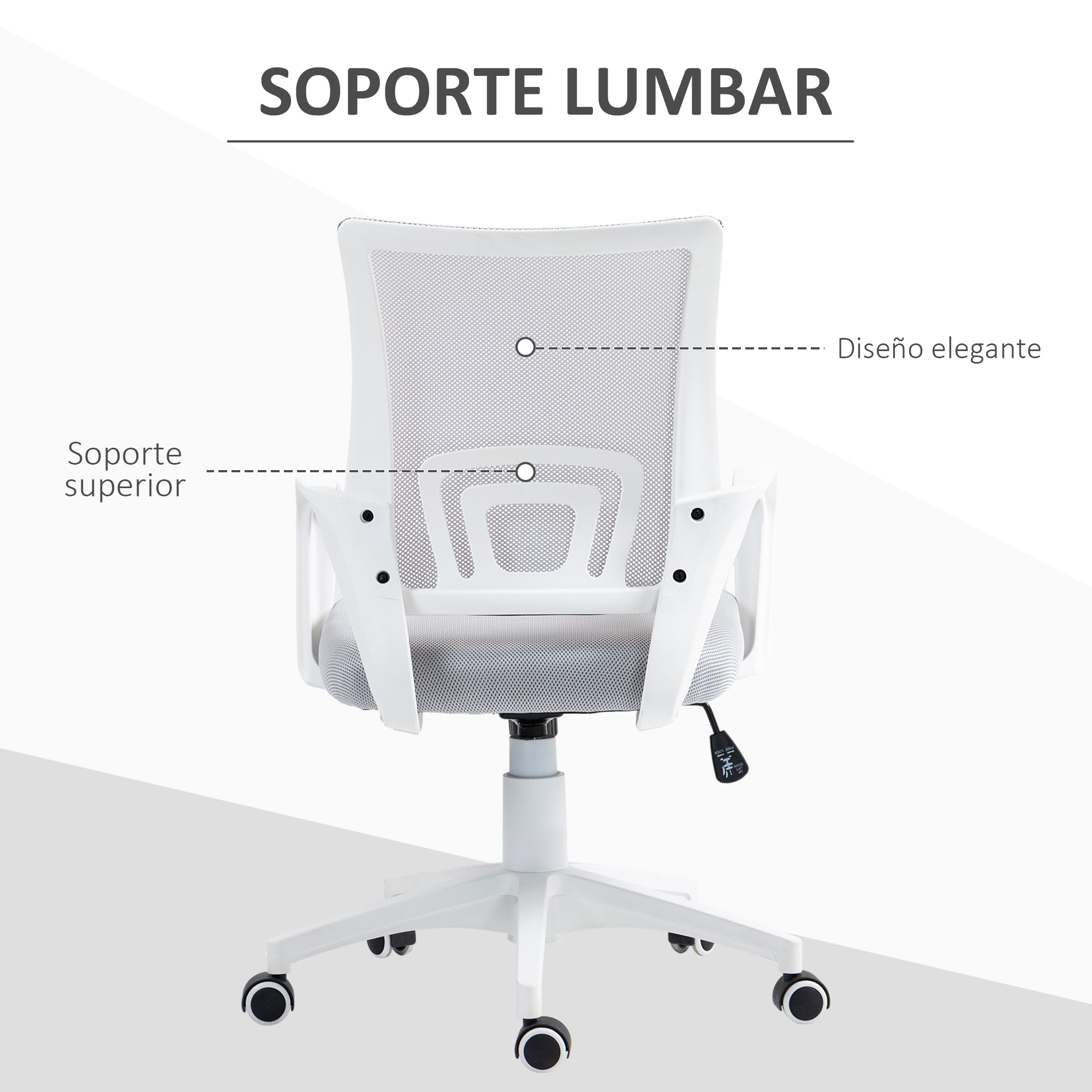 Mesh Office Chair Swivel Desk Chair with Adjustable Height Rocking Function Lumbar Support and Armrests Study Chair Load 120 kg Gray