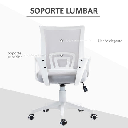 Mesh Office Chair Swivel Desk Chair with Adjustable Height Rocking Function Lumbar Support and Armrests Study Chair Load 120 kg Gray