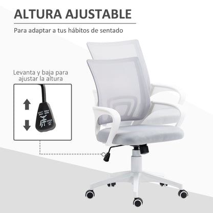 Mesh Office Chair Swivel Desk Chair with Adjustable Height Rocking Function Lumbar Support and Armrests Study Chair Load 120 kg Gray