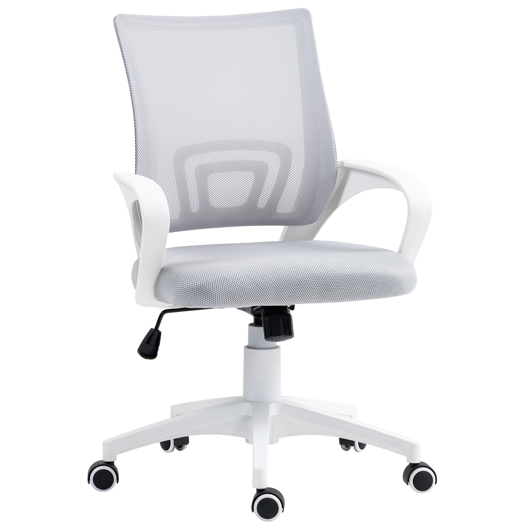 Mesh Office Chair Swivel Desk Chair with Adjustable Height Rocking Function Lumbar Support and Armrests Study Chair Load 120 kg Gray