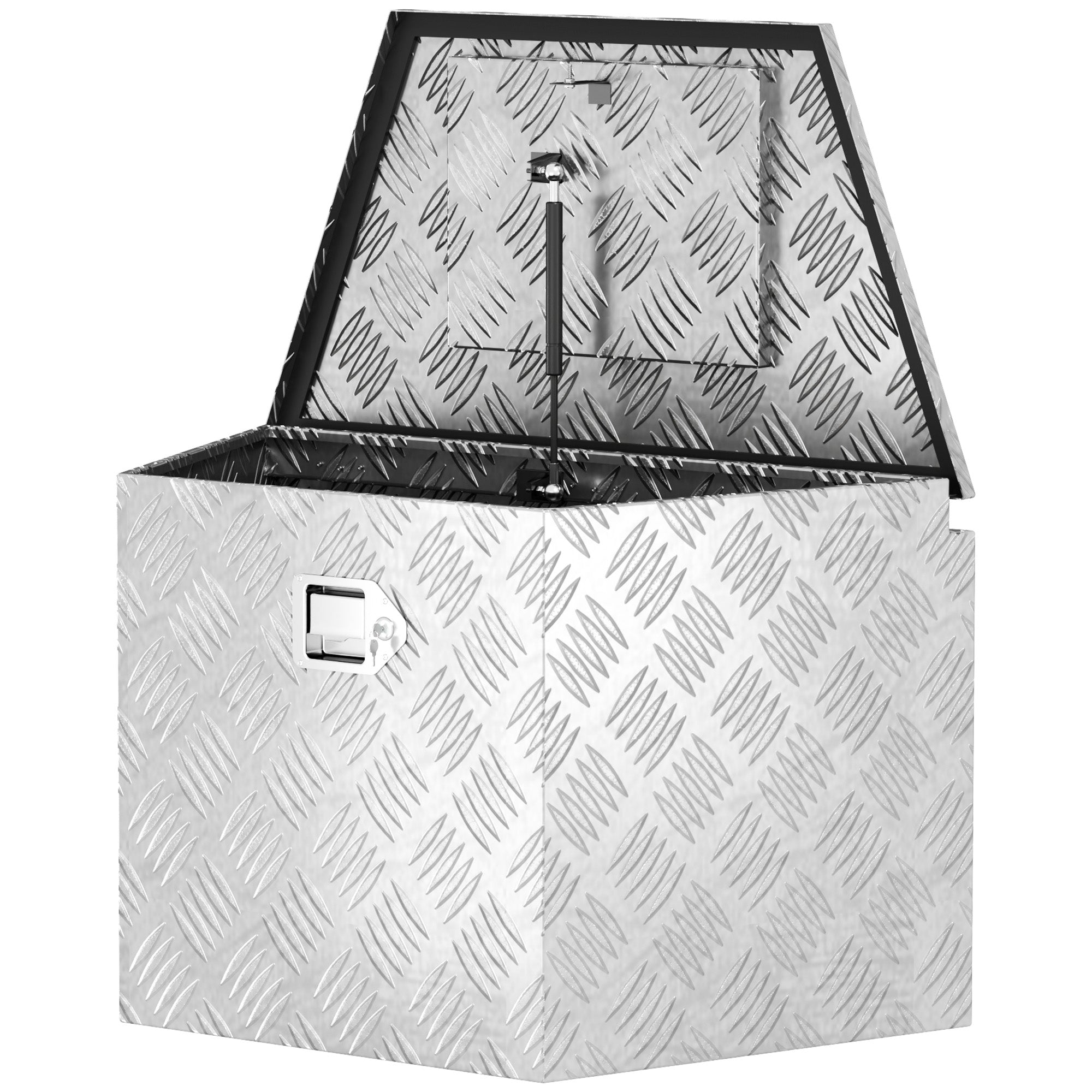 Trailer Toolbox, Aluminum Storage Box, Integrated Lock with Keys, Trapezoidal Shape, for Vans, Trailers, 73.7 x 41 x 46 cm, Silver