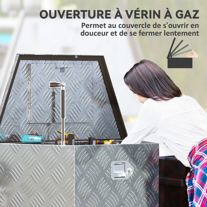Trailer Toolbox, Aluminum Storage Box, Integrated Lock with Keys, Trapezoidal Shape, for Vans, Trailers, 73.7 x 41 x 46 cm, Silver