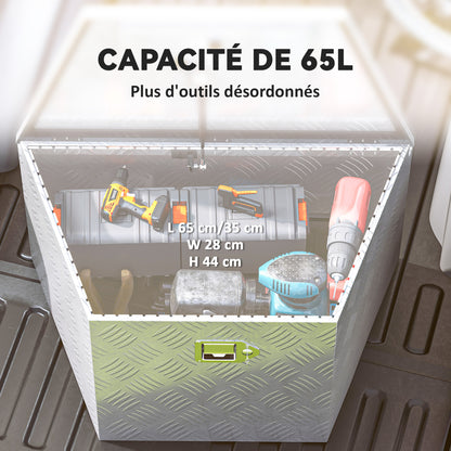 Trailer Toolbox, Aluminum Storage Box, Integrated Lock with Keys, Trapezoidal Shape, for Vans, Trailers, 73.7 x 41 x 46 cm, Silver