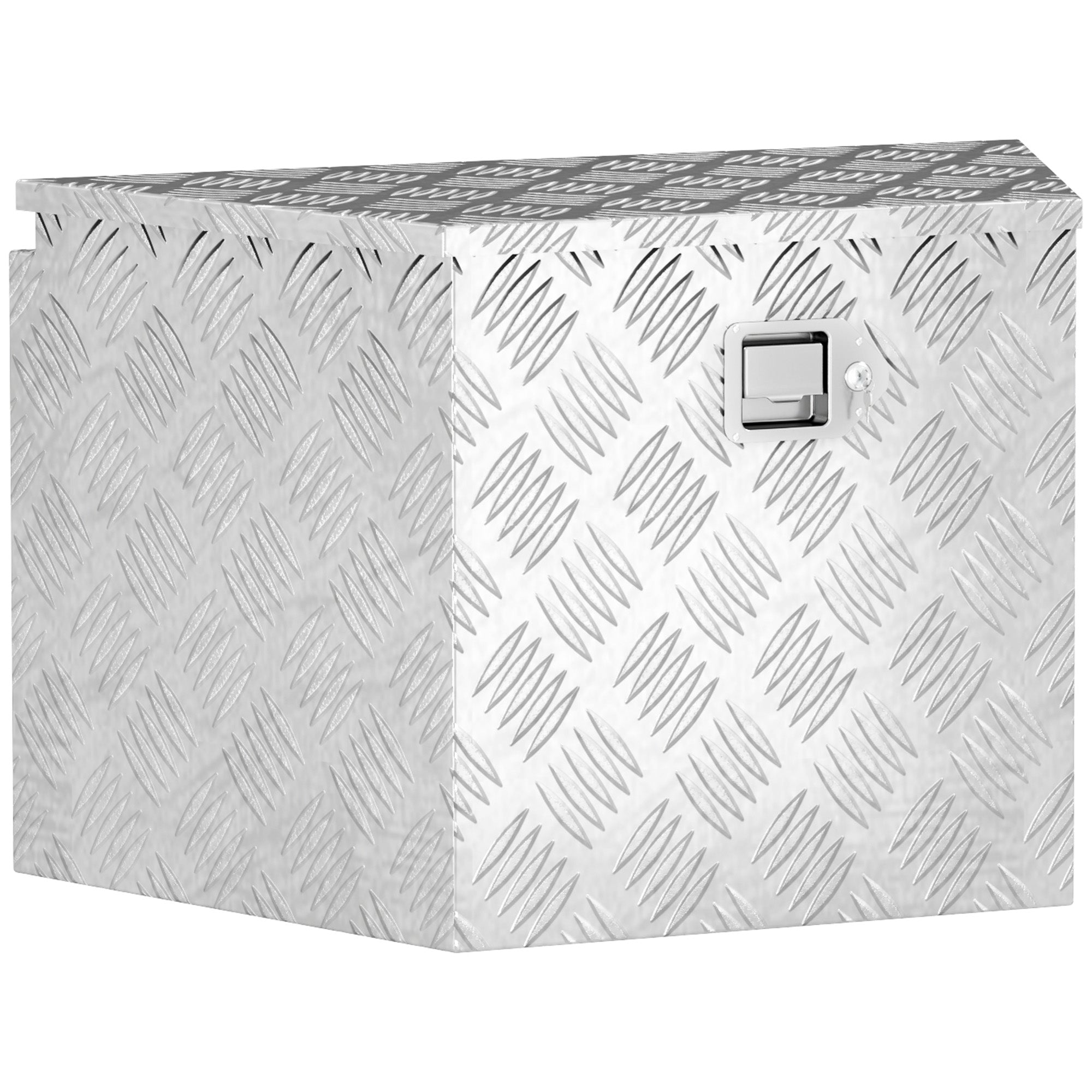 Trailer Toolbox, Aluminum Storage Box, Integrated Lock with Keys, Trapezoidal Shape, for Vans, Trailers, 73.7 x 41 x 46 cm, Silver